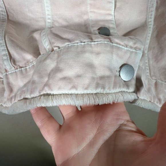 Chico's Pink Faded Jacket Fringe Button Up Size Large Cotton Linen - Picture 7 of 11